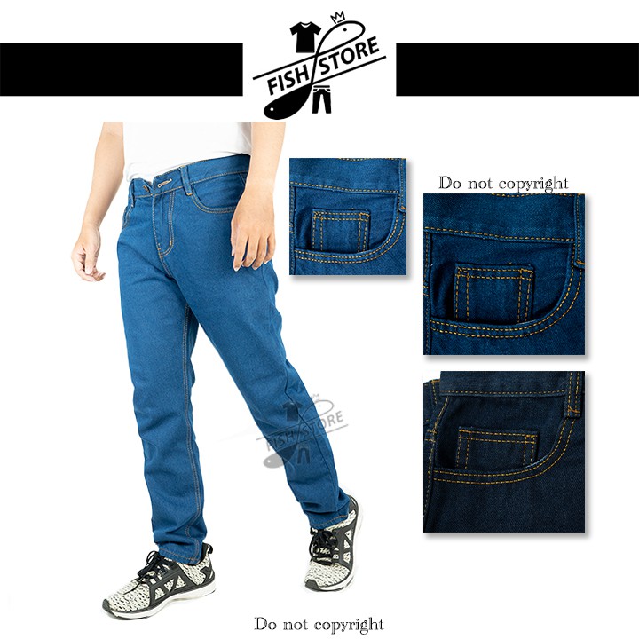 Quần jean nam chất bò trơn đẹp ống suông trung niên big size FF28E