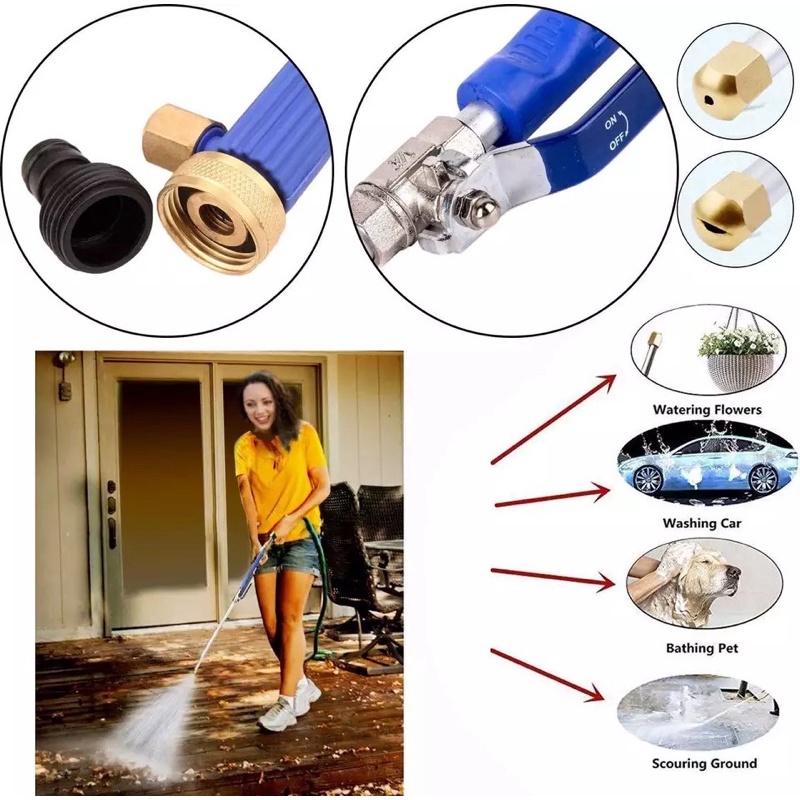 Vòi bơm xe hơi oto xe máy siêu áp lực 2 đầu xịt AGD - Rửa sạch mọi vết bẩn Water Jet