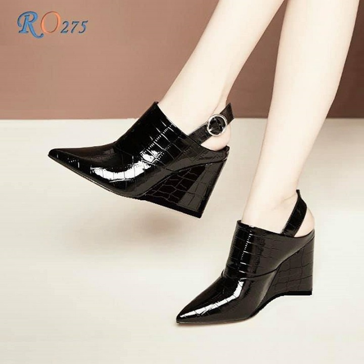 Giày sandal nữ cao gót 7 phân màu đen hàng hiệu rosata ro275