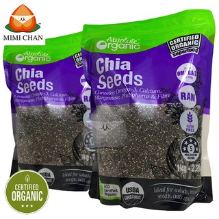 Combo 2kg Hạt Chia Đen Úc Absolute Organic Gói Tím 1kg Chia Seeds Giảm Cân An Toàn, Phát Triển Trí Não