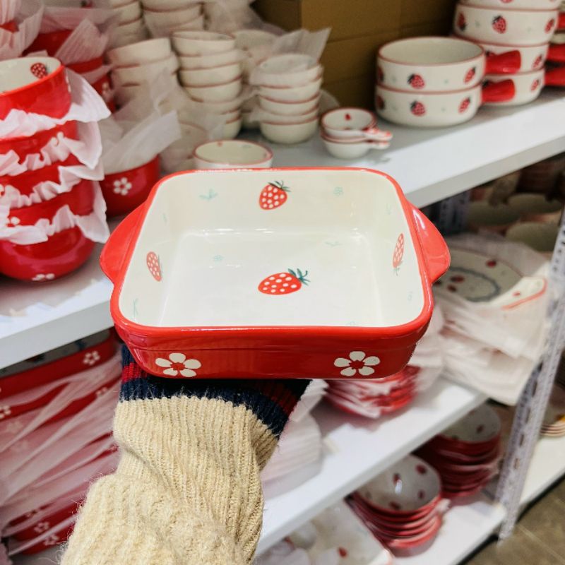 🍓Bộ bát đĩa dâu đỏ tách lẻ món🍓