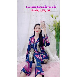 [Free Ship] M dưới 50kg- Bộ dài tay lụa satin