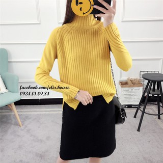 Áo len cổ trụ soc xẻ tà