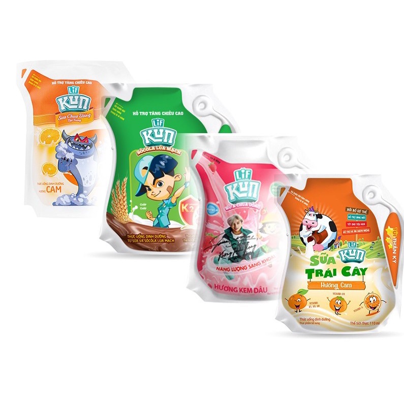 [Combo 3 túi] Thức uống dinh dưỡng sữa chua uống cho bé SCU tiệt trùng LIF KUN hương kem dâu-trái ổi-socola (Túi 110ml)