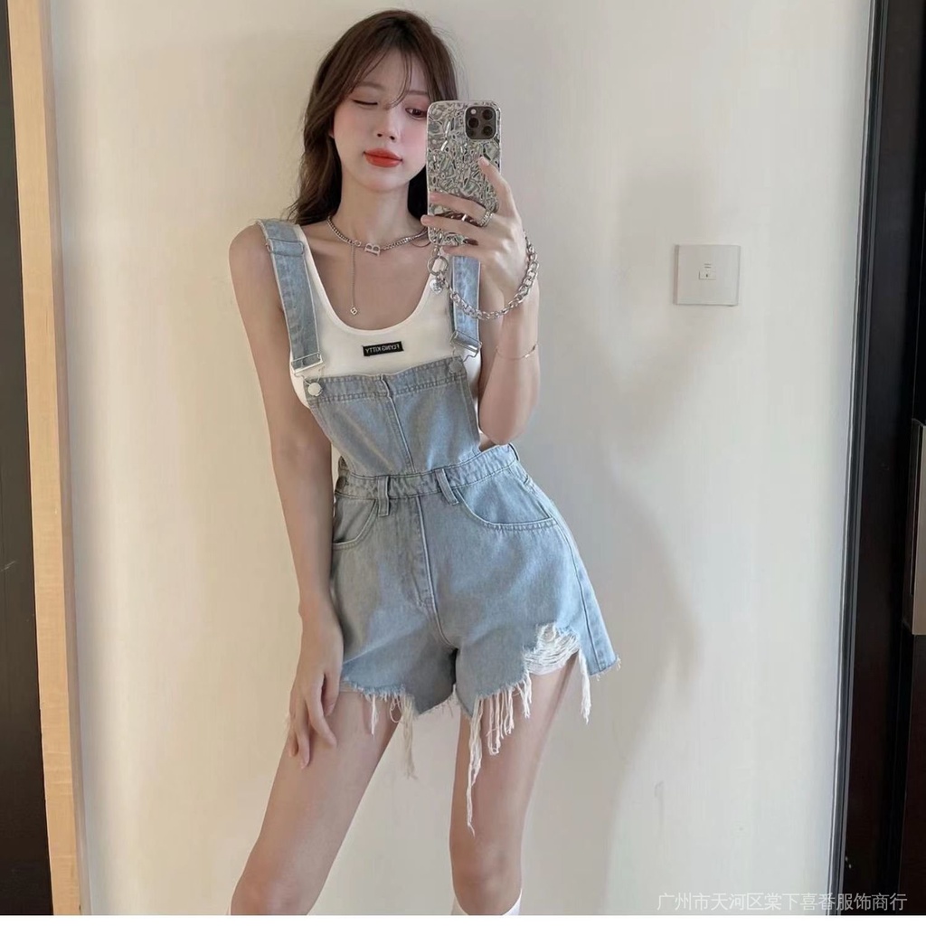 Quần Yếm Dáng Rộng Phong Cách Hàn Quốc Thời Trang Mùa Hè Cho Nữ