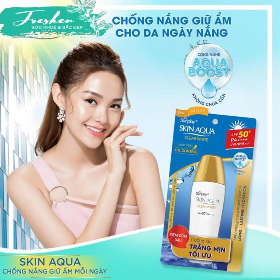 ✅ (CHÍNH HÃNG) Sunplay Skin Aqua Clear White SPF50+, PA++++: Sữa Chống Nằng Dưỡng Da Trắng Mịn Tối Ưu