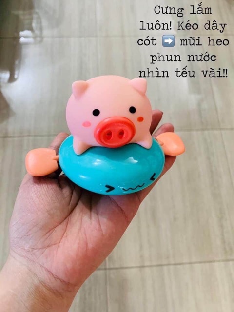 Heo con chèo thuyền phun nước