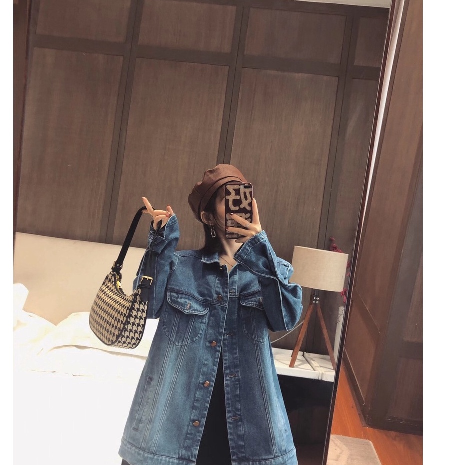 Túi xách nữ phối kẻ caro - Túi kẹp nách nữ đẹp size 23 hình mặt trăng loankeng shop có ảnh thật