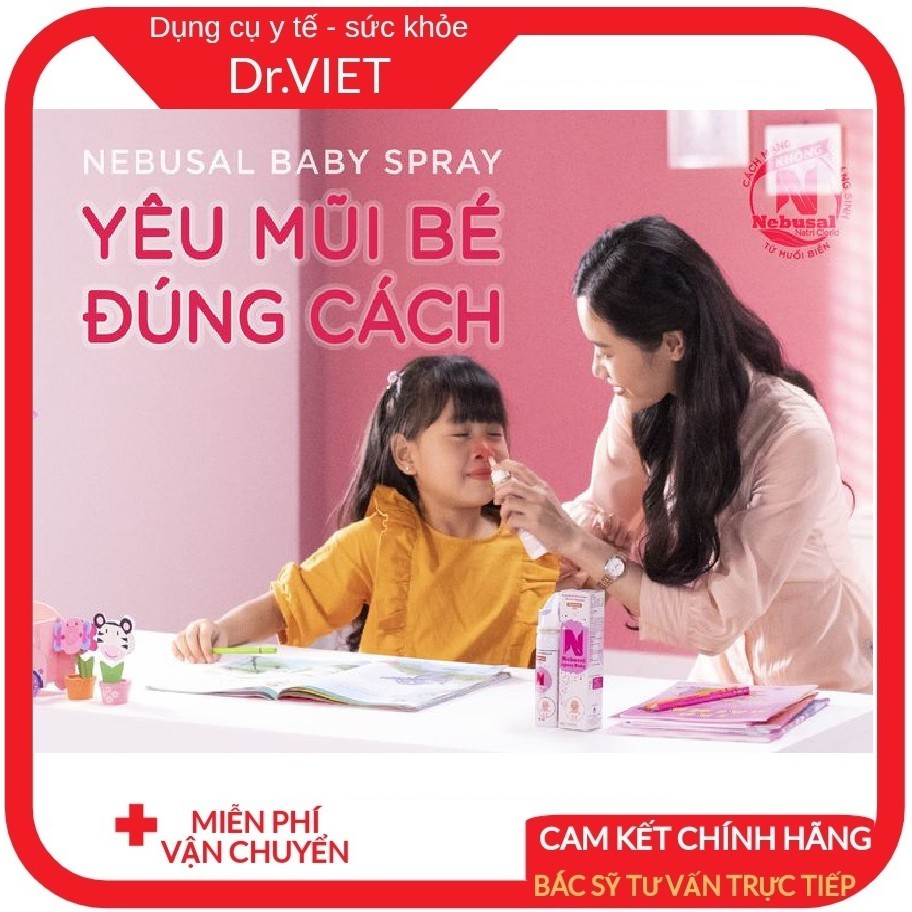 Nebusal spray Baby 1,9%_Dung dịch nước muối biển 1,9% làm sạch mũi, Nghẹt mũi, Sung huyết mũi cho trẻ em từ 3 tháng tuổi