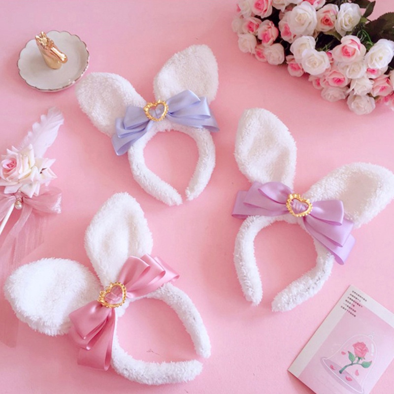 Băng Đô Tai Thỏ Lông Xù Đáng Yêu Dành Cho Nữ