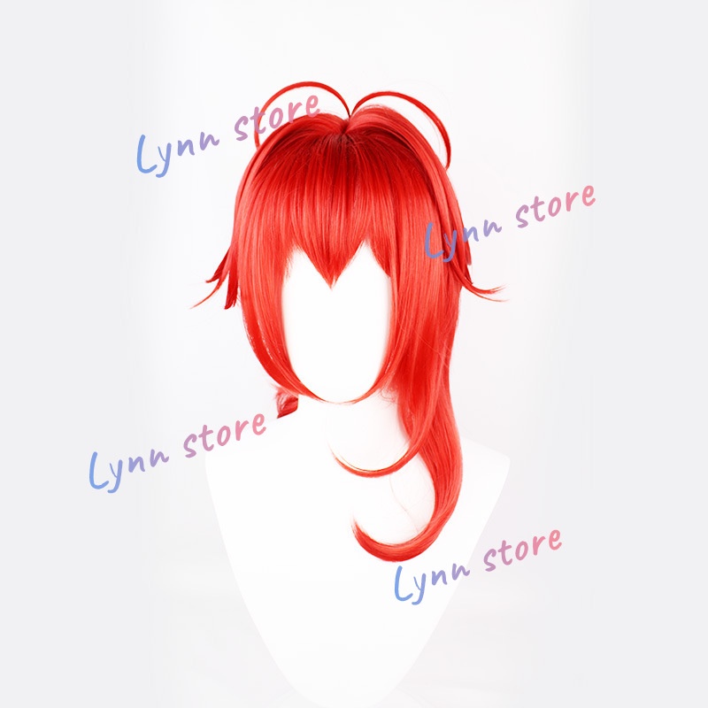 Genshin Impact Cosplay Diluc Ragnvindr Tóc giả Lớp đỏ Vi xoăn phồng Đảng lễ hội Con trai của một nhà quý tộc của nhà máy rượu bình minh