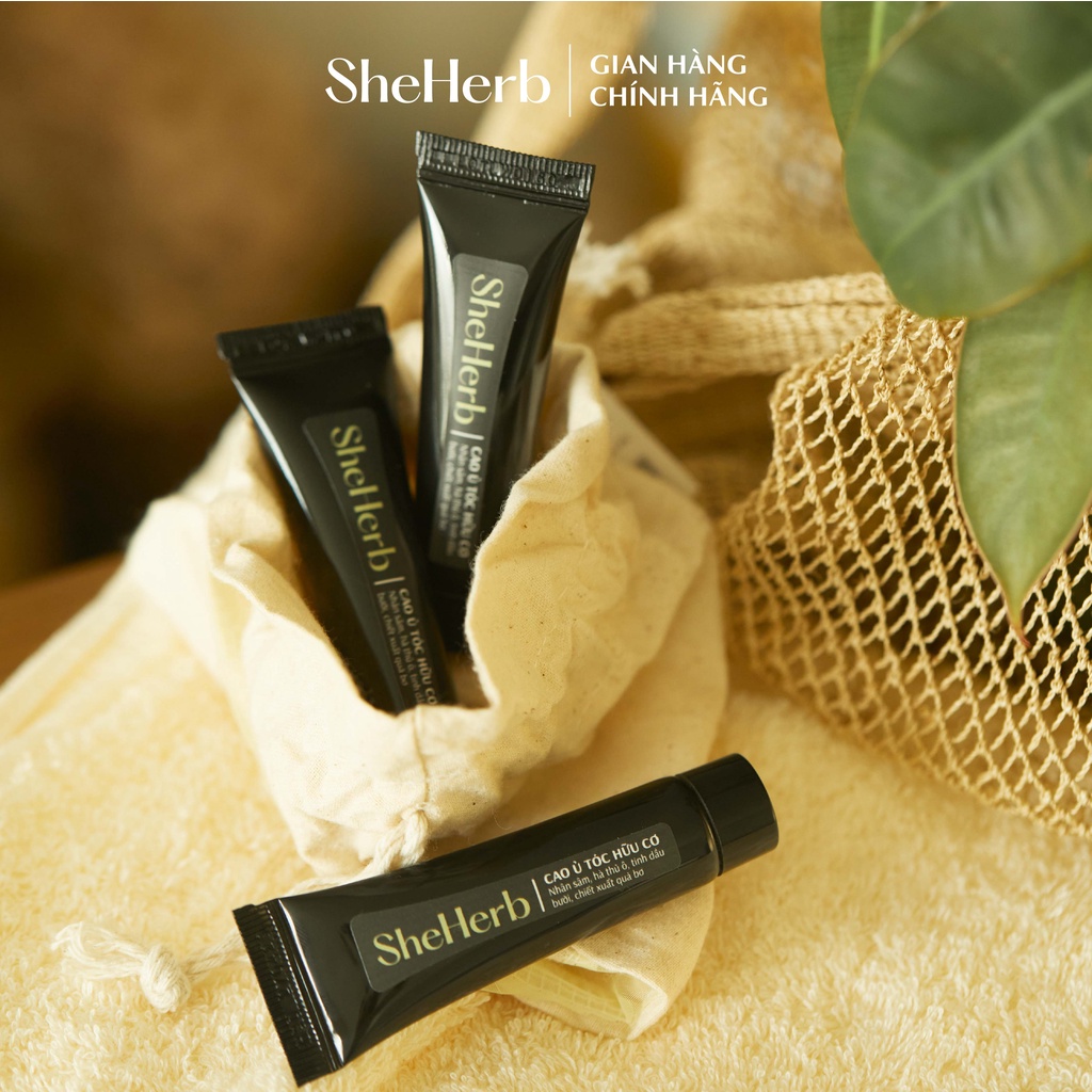 Cao Ủ Tóc Nhân Sâm Tươi Ngăn Ngừa Rụng Tóc, Phục Hồi Tóc SheHerb - Cho Tóc Mềm Mượt, Chắc Khỏe Hộp 15 Tuýp x 10ml