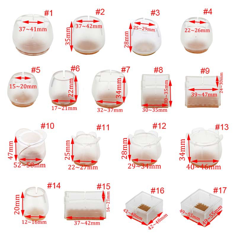 Dining Table Desk Chair Bộ 10 đầu bọc chân nội thất làm bằng silicon/Wear-resistant table and chair foot cover