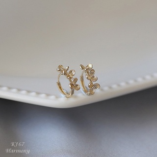 Bông tai, Khuyên tai nữ bạc mạ vàng Gold Flower dáng tròn đính hoa nữ tính, sang chảnh K167| TRANG SỨC BẠC HARMONY