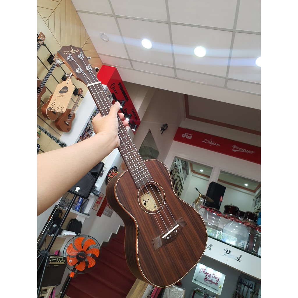 Đàn Ukulele Gỗ Cẩm Ấn chính hãng Music - size Concert