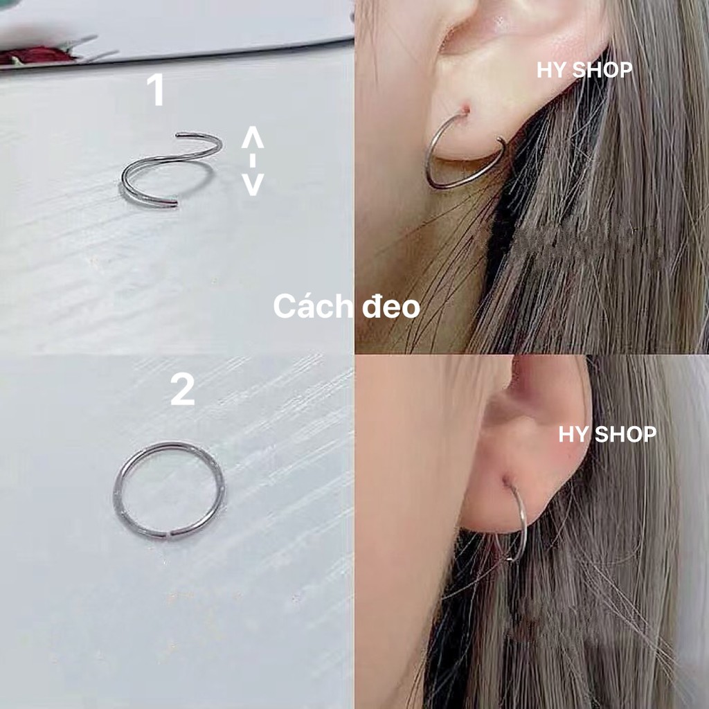 SLIM HOOP EARRING Khuyên Tai Titan Tròn Nam Nữ không gỉ không dị ứng unisex bts