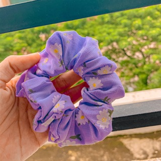 Dây cột tóc, dây buộc tóc Srunchies hoa cúc tím