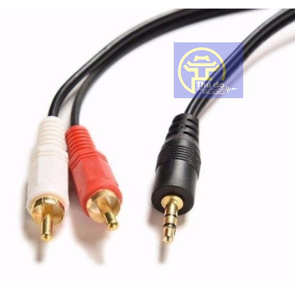 Dây loa 1 đầu 3.5mm đưa ra 2 cổng RCA AV bông sen 1.5m