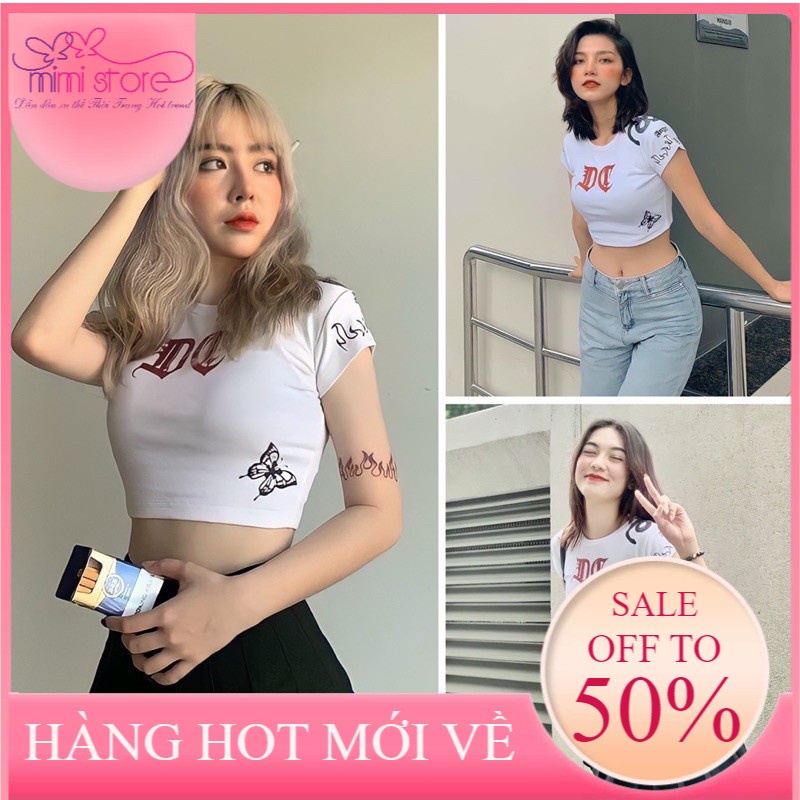 (VIDEO THẬT) Áo CropTop Nữ In Chữ DG , Áo Cộc Tay Dáng Ngắn B021