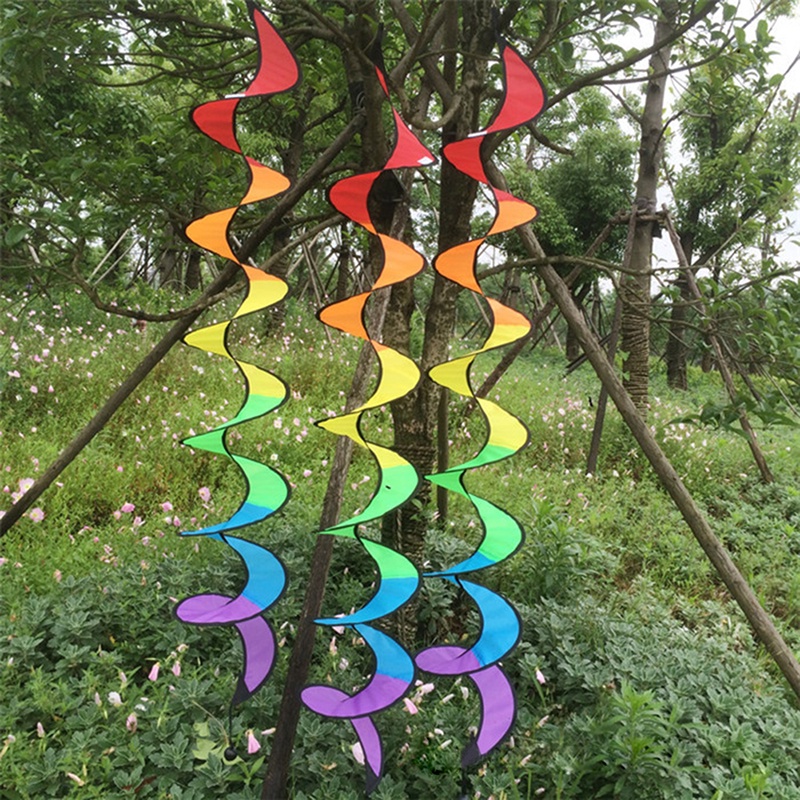Chong Chóng Gió Hình Xoắn Ốc Màu Sắc Cầu Vồng Trang Trí Sân Vườn