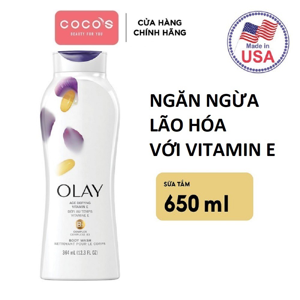 Sữa tắm Olay ngăn ngừa lão hóa da với Vitamin E - Age Defying with vitamin E USA 650ml