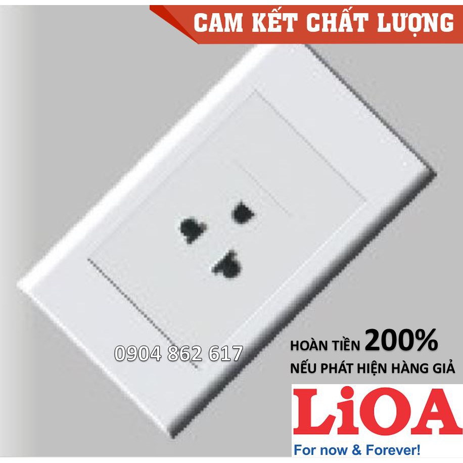 Mặt 1 ổ cắm 3 chấu LiOA chính hãng, Nhựa TRẮNG, tiếp điểm ĐỒNG