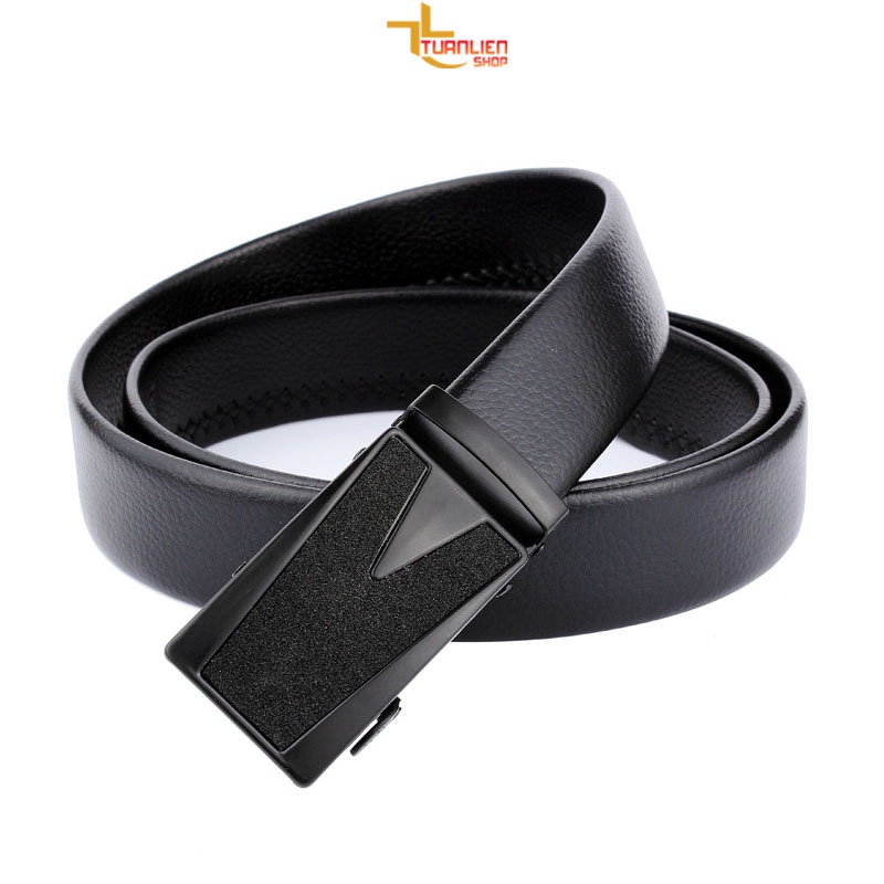 Thắt lưng nam da bò 2 lớp khóa tự động mặt chống gỉ thời trang.