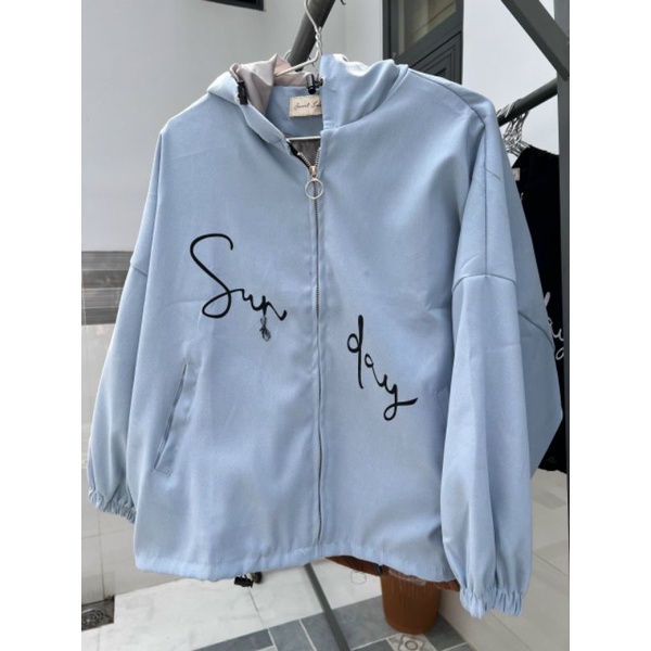 Áo Khoác Nữ Sunday Chất Da Lộn 2 Lớp Lót Dù Kiểu Rộng Unisex - Có Nón Khóa Kéo Chống Nắng Và Lạnh Cực Tốt