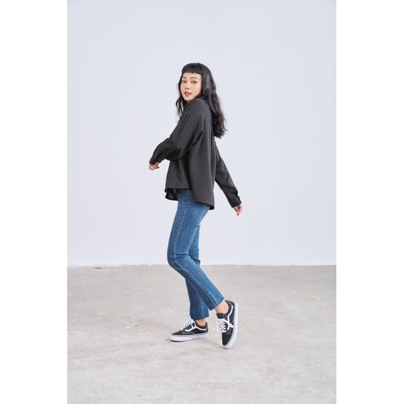 Quần jeans ống suôn LEN clothing cắt lai 2 màu đậm nhạt 7384-7385