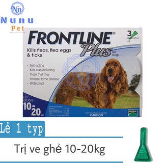 Thuốc nhỏ gáy trị ve ghẻ, bọ chét cho chó - 1 ống Frontline Plus chó 10-20kg
