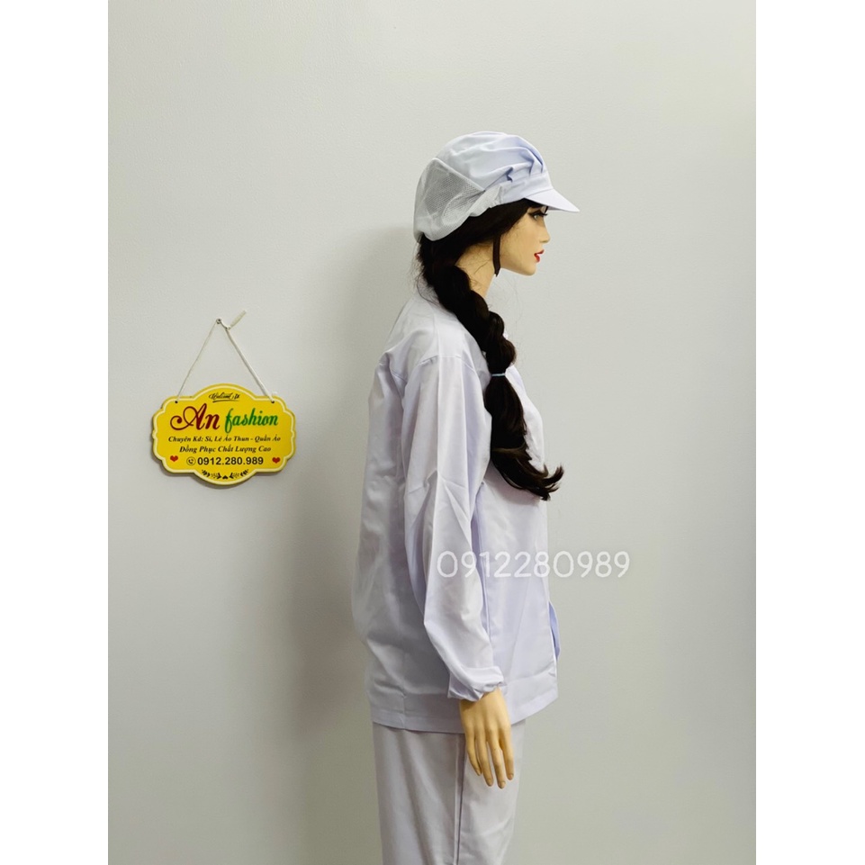 Đồng phục ngành thực phẩm, thủy sản vải kaki dài tay _ Hình chụp thật