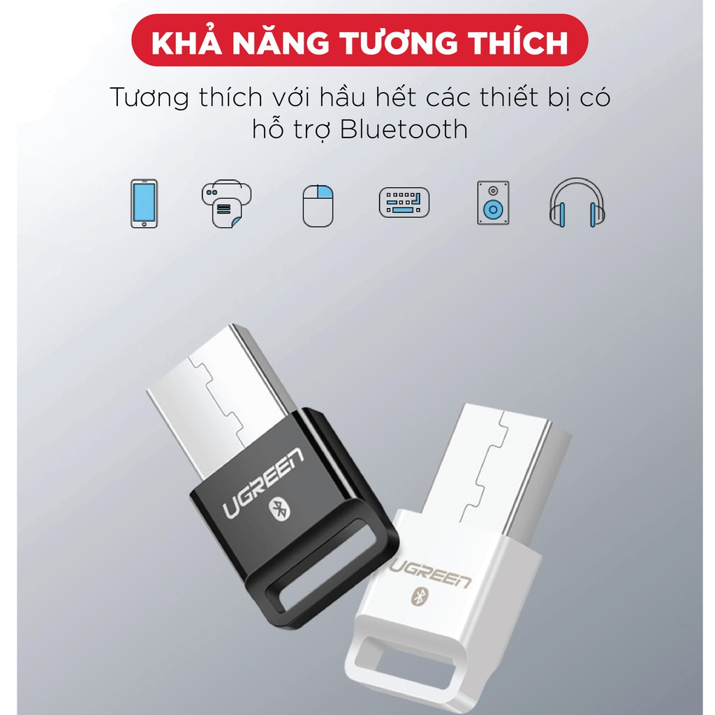 Thiết bị USB thu Bluetooth 4.0 dùng trên máy tính và laptop UGREEN US192