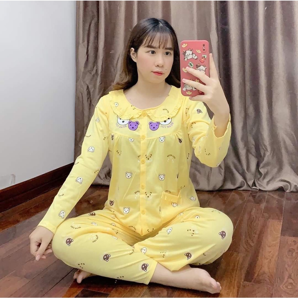 Bộ Bầu Và Sau Sinh Vải Cotton Thoáng Mát ( Dài Tay)