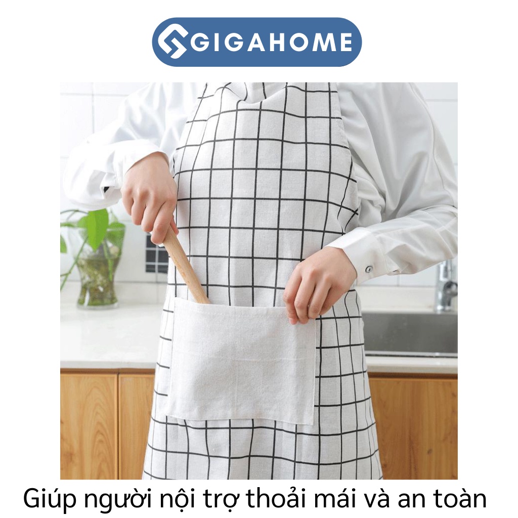 Tạp Dề Nấu Ăn GIGAHOME Vải May Decor Hàn Quốc, Đơn Giản Cho Bà Nội Trợ 7816