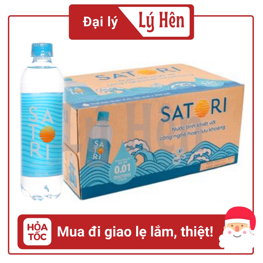 Thùng 24 Chai Nước Suối Tinh Khiết Đóng Chai Satori Chai Nhựa 500ml HSD