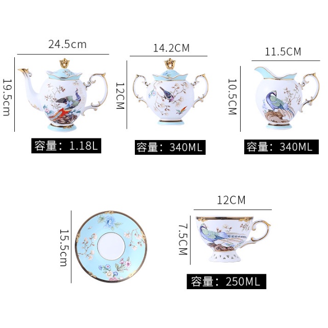 Bộ Ấm Pha Trà Sứ Xương. Bộ tách pha trà sứ xương cao cấp kèm hộp quà tặng vali.