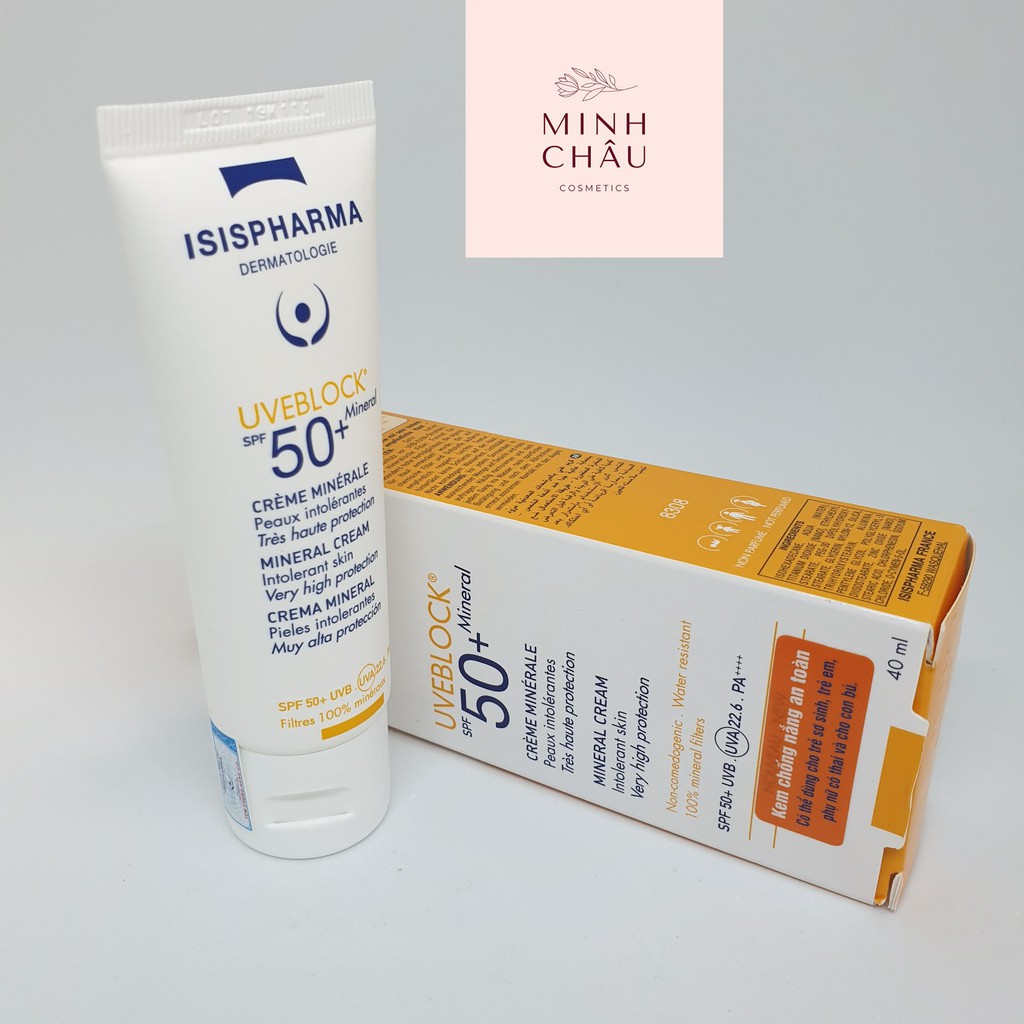 [Mã 153FMCGSALE1 giảm 10% đơn 250K] Kem Chống Nắng Isis Pharma Uveblock Spf 50+ Mineral Cream 40Ml