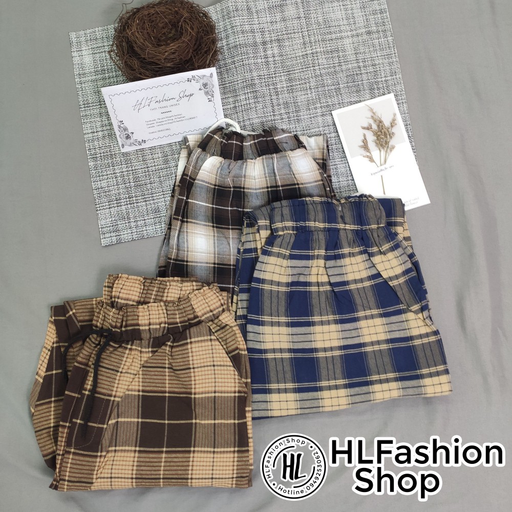 Quần baggy ống rộng Caro, quần nữ HLFashion | BigBuy360 - bigbuy360.vn