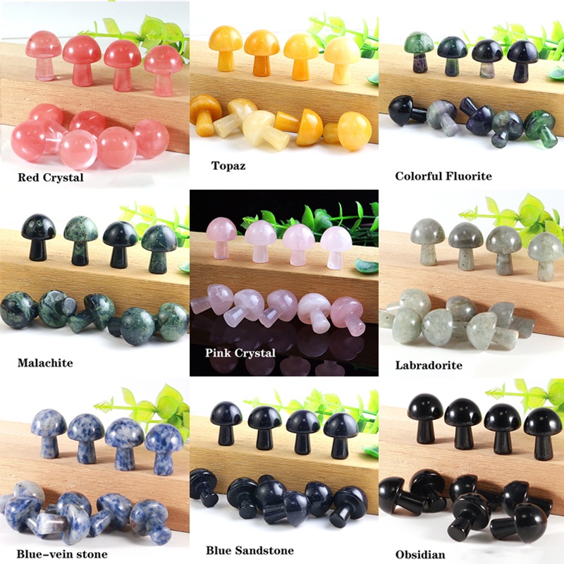 Tượng Đá Thạch Anh Tự Nhiên Hình Nấm Mini Dùng Trang Trí