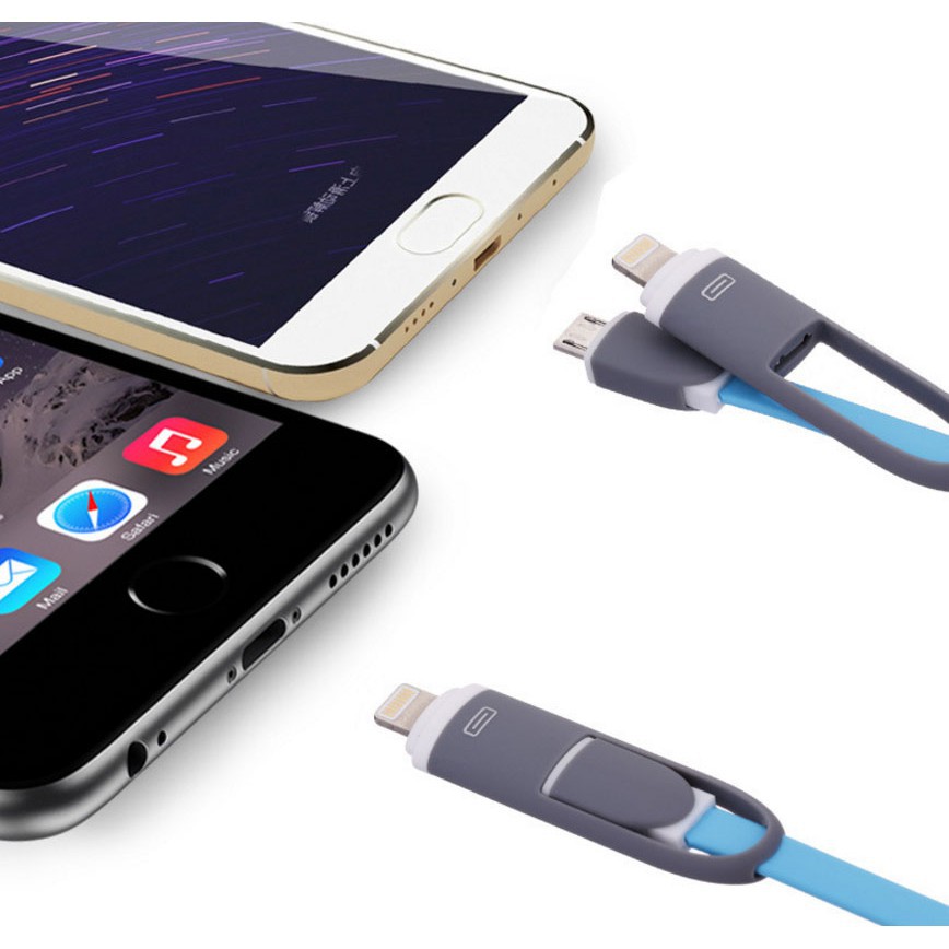Dây cáp sạc và truyền dữ liệu micro usb 2 trong 1 cho điện thoại android và iphone
