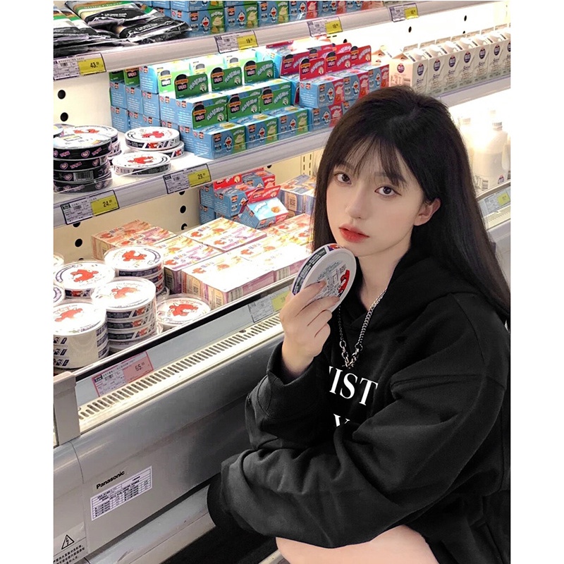 NRVP Áo Khoác Hoodie Tay Dài Dáng Rộng In Họa Tiết Phong Cách Hàn Quốc Dành Cho Nam Nữ