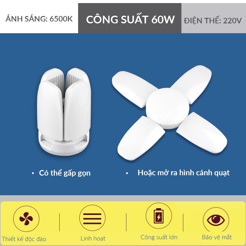 Bóng đèn, Bóng đèn LED hình cánh quạt siêu sáng 60W - Tiết kiệm điện năng 60W - Giá rẻ nhất thị trường!