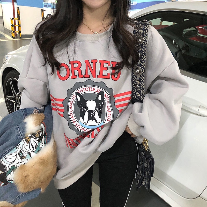 COZOK Áo len tay dài dáng rộng thời trang Hàn Quốc