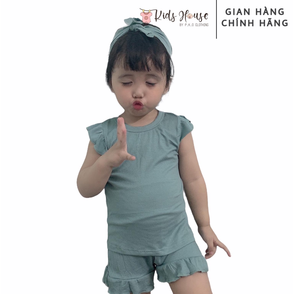 BỘ ĐỒ THUN TĂM LẠNH KÈM NƠ MINKY MOM CHO BÉ GÁI, BỘ CỘC TAY TRẺ EM PHONG CÁCH HÀN QUỐC