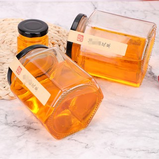 Hũ Thủy Tinh Lục Giác JIMMEAL Nắp Thiếc Đen Đựng Thực Phẩm, Đồ Khô Lọ Thủy Tinh, Hộp Thủy Tinh Lục Giác