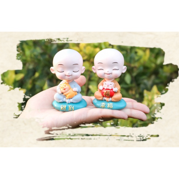 Tượng Chú Tiểu May Mắn Tài Lộc Bình An Trang Trí Bàn Làm Việc
