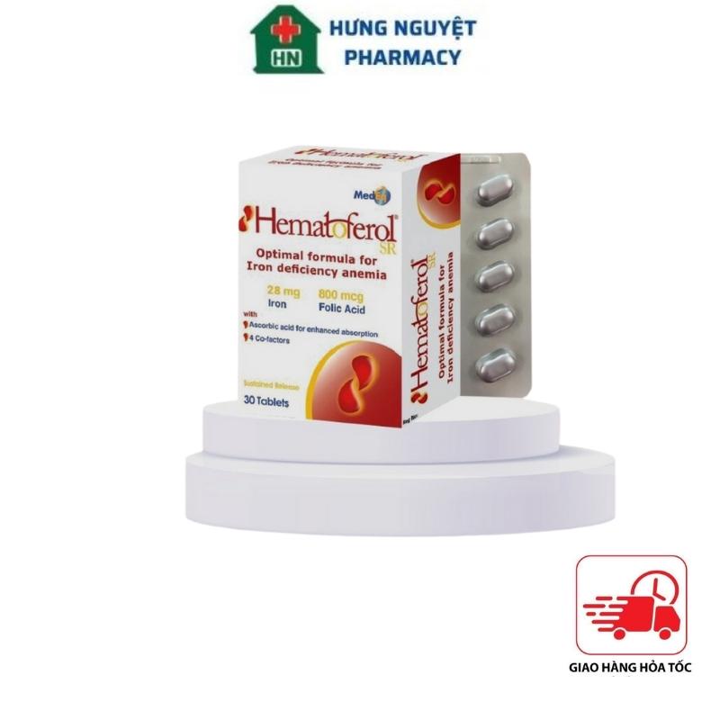 Hematoferol Viên Uống Bổ Sung Sắt, Acid Folic Hỗ Trợ Giảm Nguy Cơ Thiếu Máu Dùng Cho Mẹ Và Bé Hộp 30 Viên