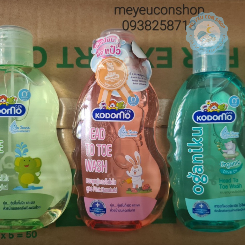 (Date 08/2024) Sữa tắm gội trẻ em KODOMO Head to Toes - Thái Lan (200ml/ 380ml/400ml) (katydang)