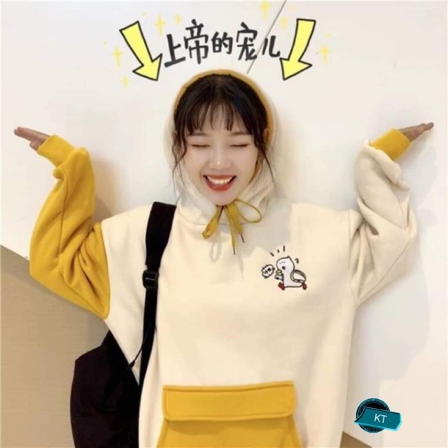 Áo hoodie vịt đi học phối tay KTH0919