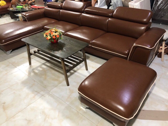 SoFa phòng khách da cao cấp kèm đôn thông minh như hình